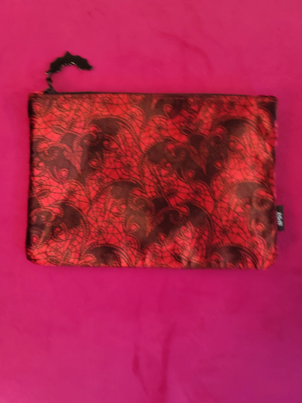 Brand New Ipsy Velvet Cosmetic Bag With Bat Zipper